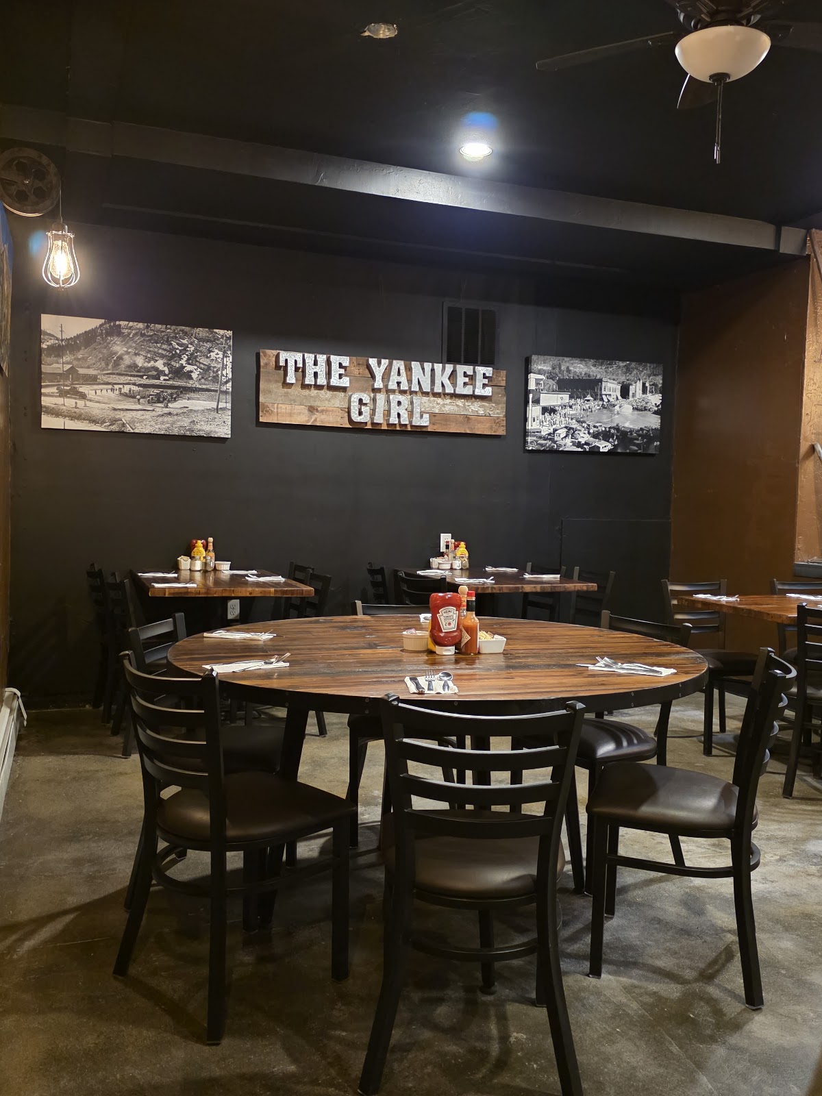 Dining room wall with The Yankee Girl wooden sign